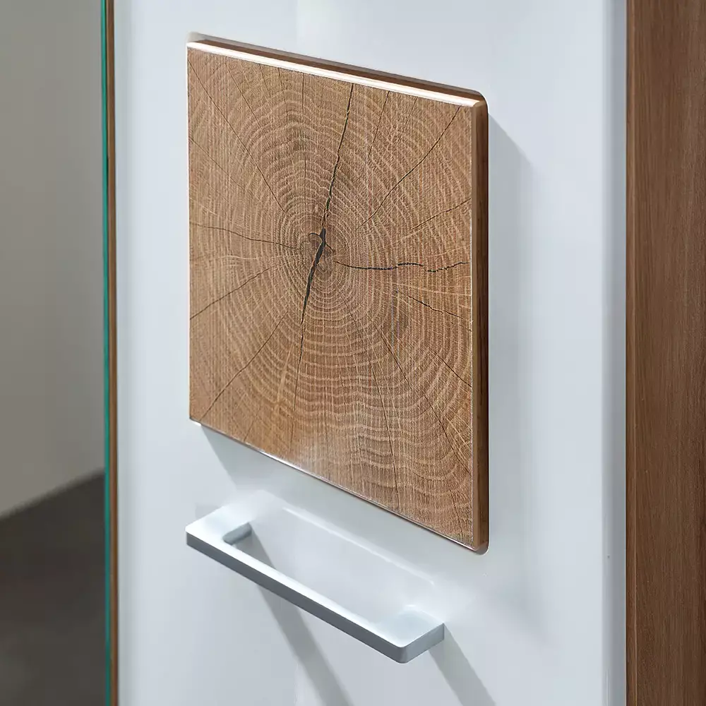 Lomadox Garderobenschrank mit Spiegeltür, Eiche Nb. mit weiß Hochglanz FARGO-36, B/H/T ca. 65/195/38 cm Muttertagsangebot