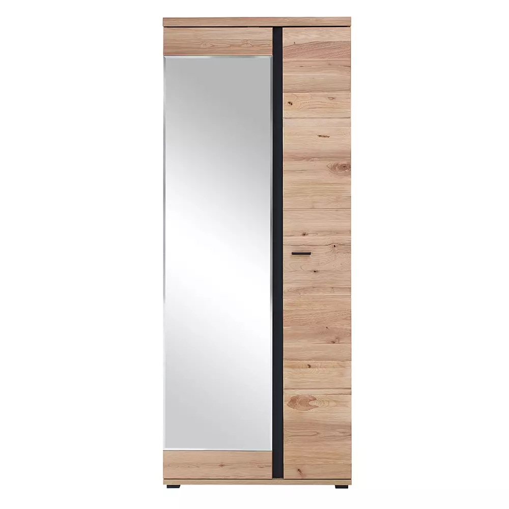 Lomadox Garderobenschrank mit Spiegeltür, Front Esche massiv gebürstet, SARINA-36, B/H/T ca. 80/203/40 cm Vatertagsangebot