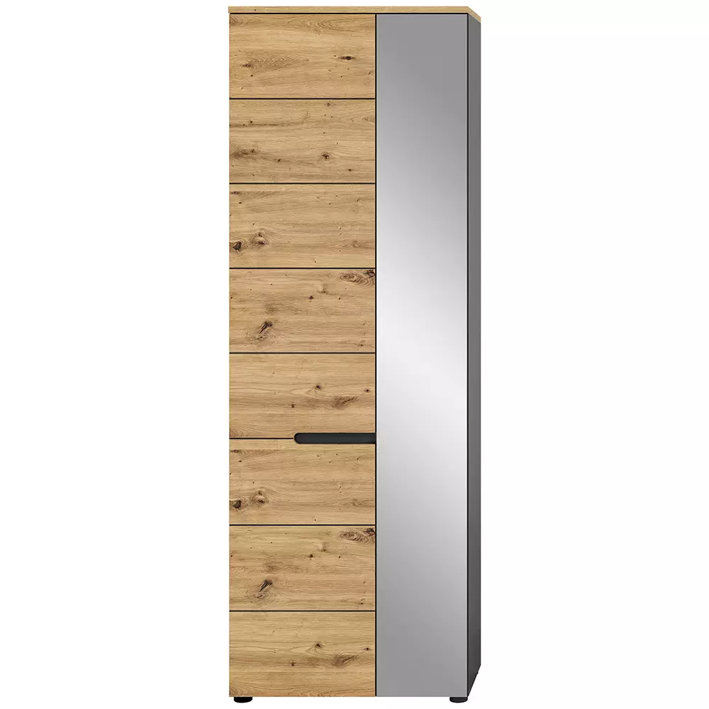 Lomadox Garderobenschrank modern in Eiche mit grau CORTONA-158