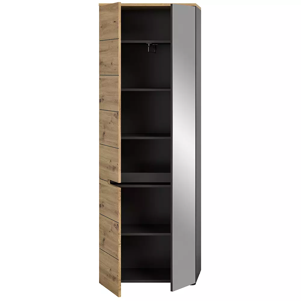 Lomadox Garderobenschrank modern in Eiche mit grau CORTONA-158 Valentinstagsangebot
