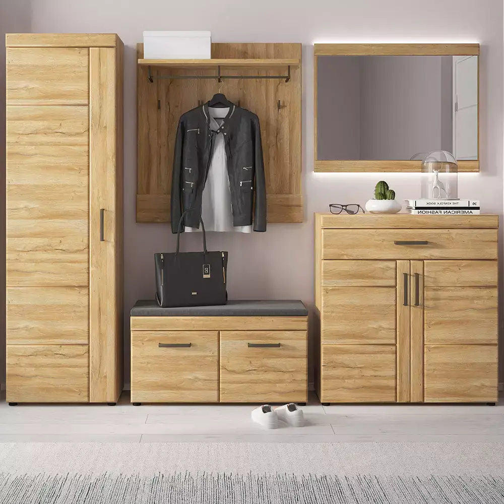 Lomadox Garderobenschrank Schuhschrank mit Schublade in Grandson Eiche Nb. CARIATI-129, B/H/T ca. 92,8/100,2/38 cm Heißer Verkauf