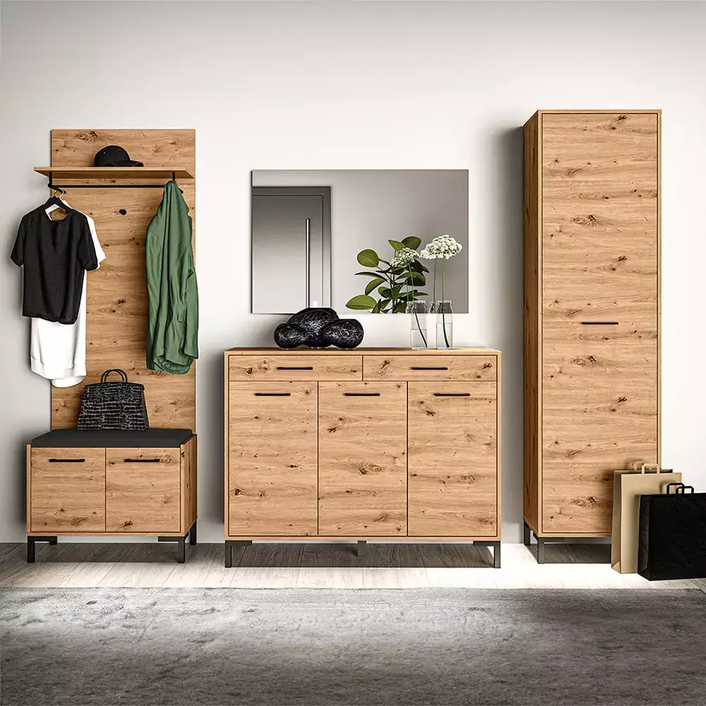 Lomadox Garderobenschrank, Artisan Eiche Nb., NASSAU-131, B/H/T ca. 55/200/34 cm Top Angebot