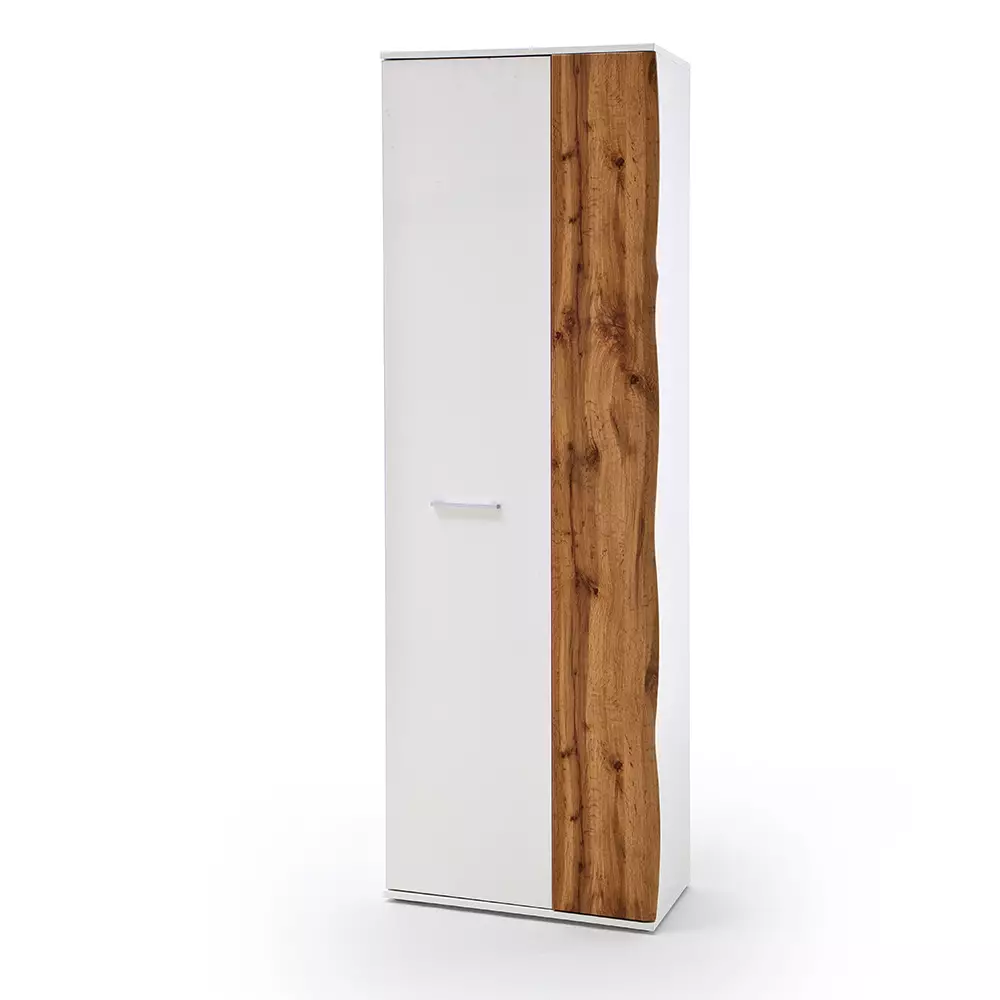 Lomadox Garderobenschrank, weiß Hochglanz mit Eiche, GUARDA-05