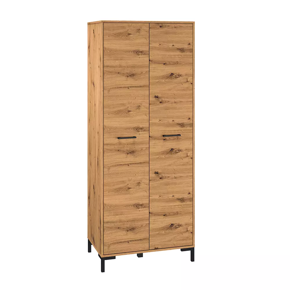 Lomadox Kleiderschrank 2-türig, Artisan Eiche Nb., NASSAU-131, B/H/T ca. 80/200/51 cm