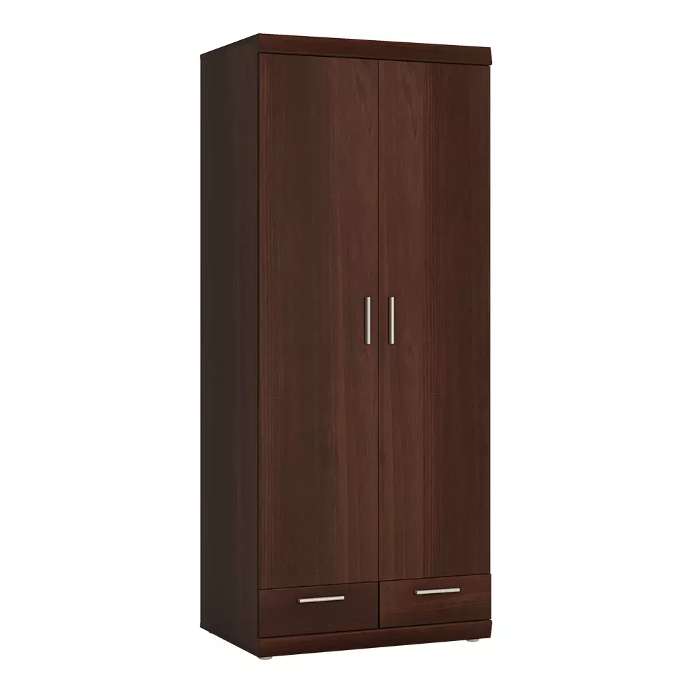 Lomadox Kleiderschrank 80 cm mit 2 Türen Nussbaum IMPERIA-129