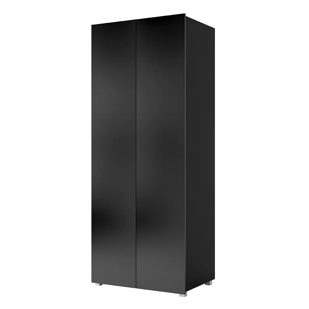Lomadox Kleiderschrank Drehtürenschrank in schwarz Hochglanz CAIRNS-132, B/H/T ca. 80/200/52 cm