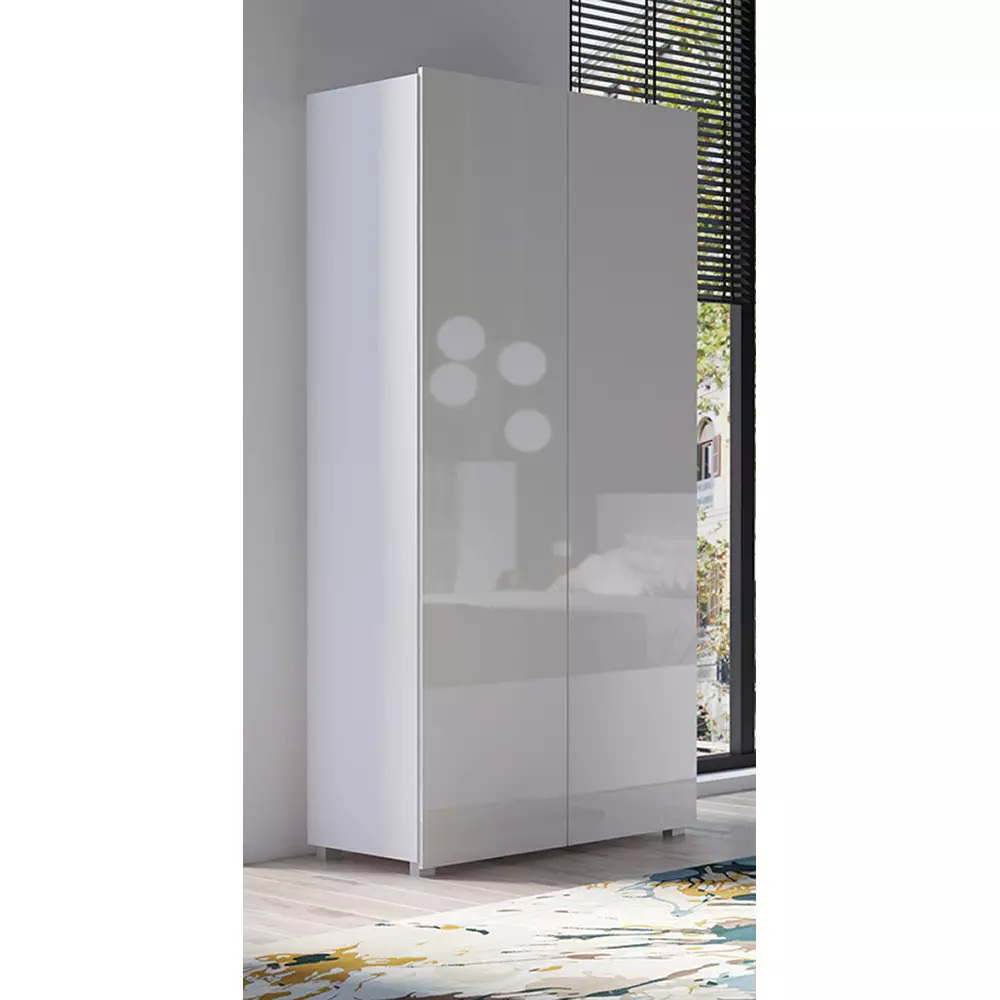 Lomadox Kleiderschrank Drehtürenschrank in weiß Hochglanz CAIRNS-132, B/H/T ca. 80/200/52 cm Tägliche Deals