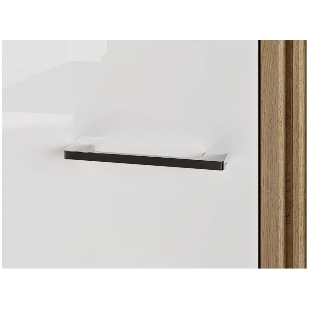 Lomadox Kleiderschrank Garderobenschrank mit 2 Kleiderstangen AKRON-131 Castello Eiche Nb. mit Fronten in weiß Hochglanz, B/H/T: ca. 92/196/56 cm Sonderangebote