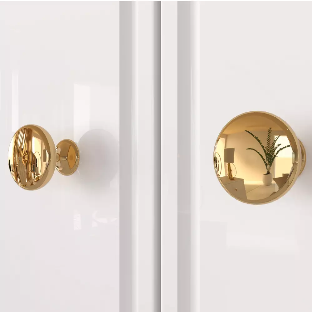Lomadox Kleiderschrank Garderobenschrank weiß Hochglanz mit 1 Kleiderstange GUBIN-131 Griffe und Füße goldfarben, B/H/T: ca. 92/190/53 cm Riesige Ersparnisse