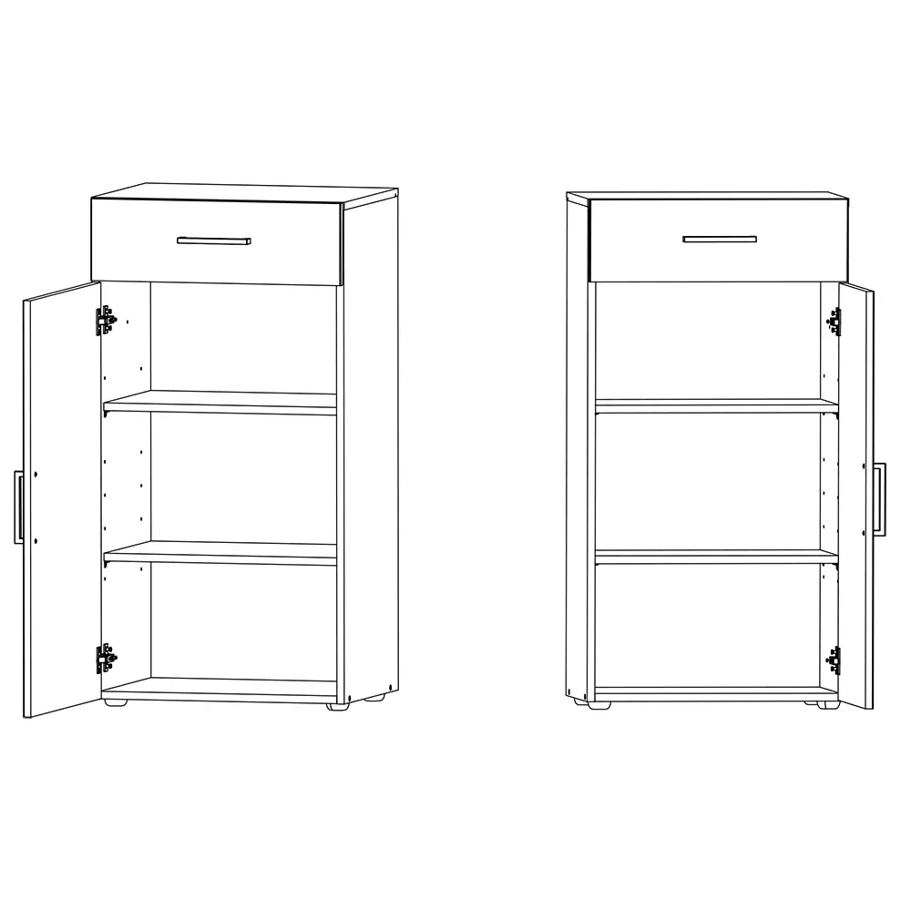 Lomadox Kommode 1-türig Eiche MIAMI-43, diverse Breiten, H/T ca. 98/40 cm Kostenlose Rückgabe