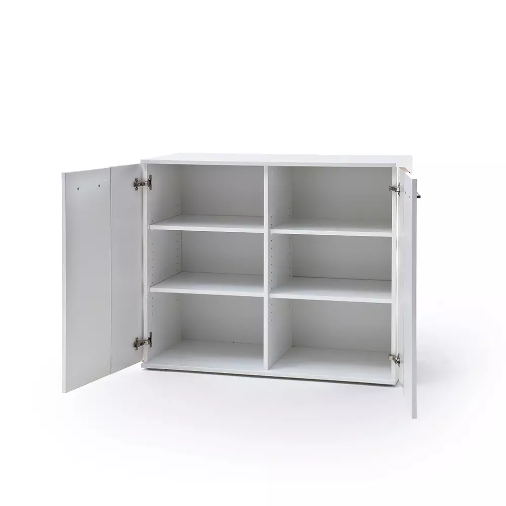 Lomadox Kommode 103cm, weiß Hochglanz mit Eiche, GUARDA-05 JETZT KAUFEN