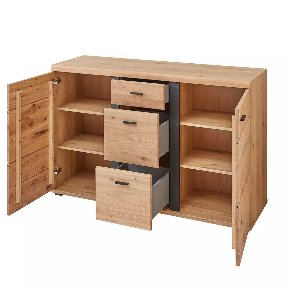 Lomadox Kommode 134cm, Altesche gebürstet, teilmassiv, SARINA-36 Neueste Stile