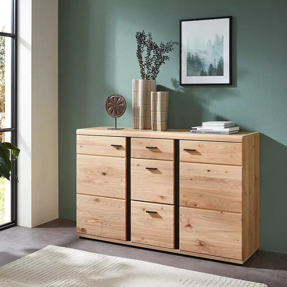 Lomadox Kommode 134cm, Altesche gebürstet, teilmassiv, SARINA-36 Neueste Stile