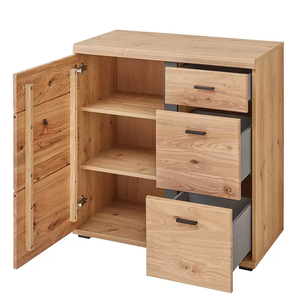 Lomadox Kommode 85cm, Altesche gebürstet, teilmassiv, SARINA-36 Bis zu 50% Rabatt