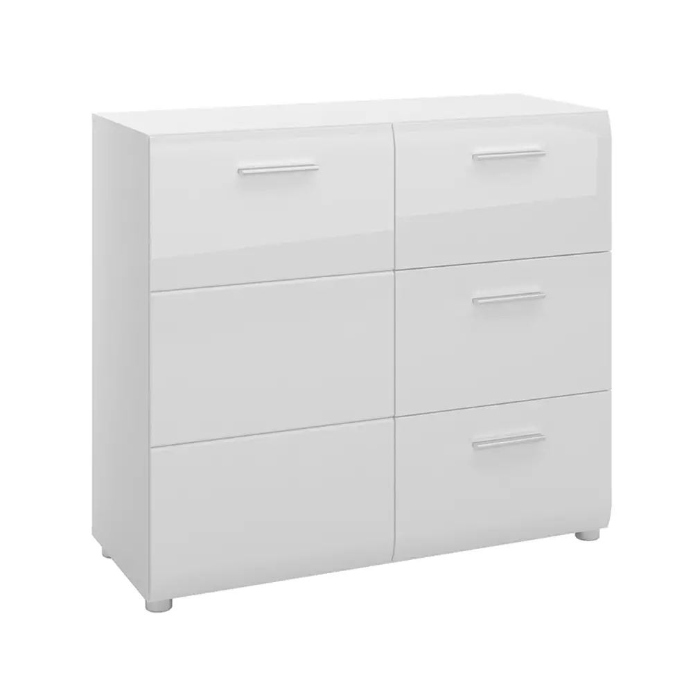 Lomadox Kommode 96 cm breit weiß Hochglanz MALABO-129