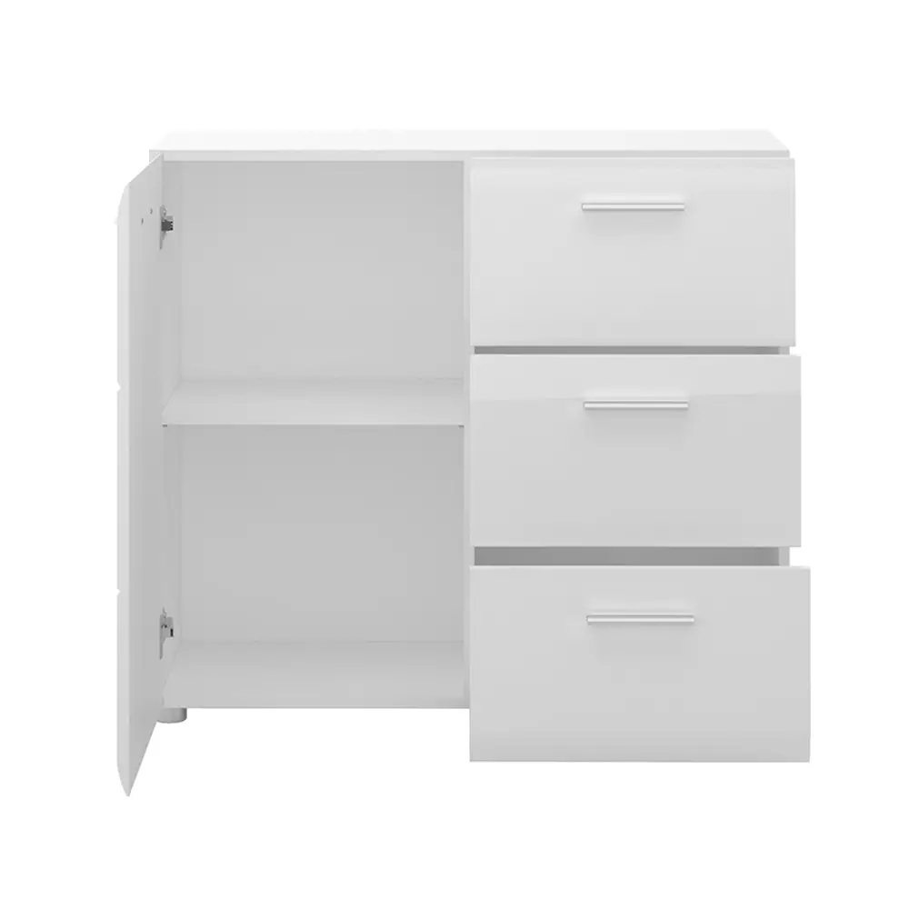 Lomadox Kommode 96 cm breit weiß Hochglanz MALABO-129 Bis zu 60% Rabatt