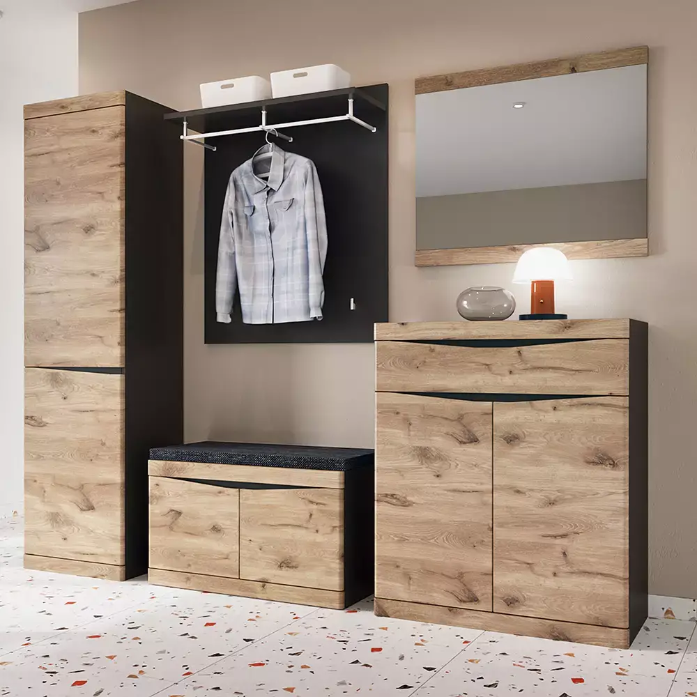 Lomadox Kommode anthrazit, Eiche SUNBURY-129 Bis zu 65% Rabatt