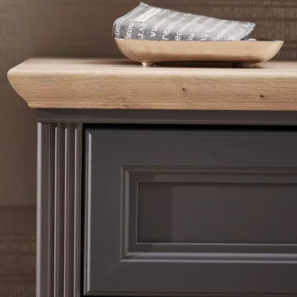 Lomadox Kommode Landhausstil mit 4 Schubkästen JÜLICH-36 in graphit mit Artisan Eiche Nb., B/H/T ca. 115/102/41 cm Bis zu 55% Rabatt