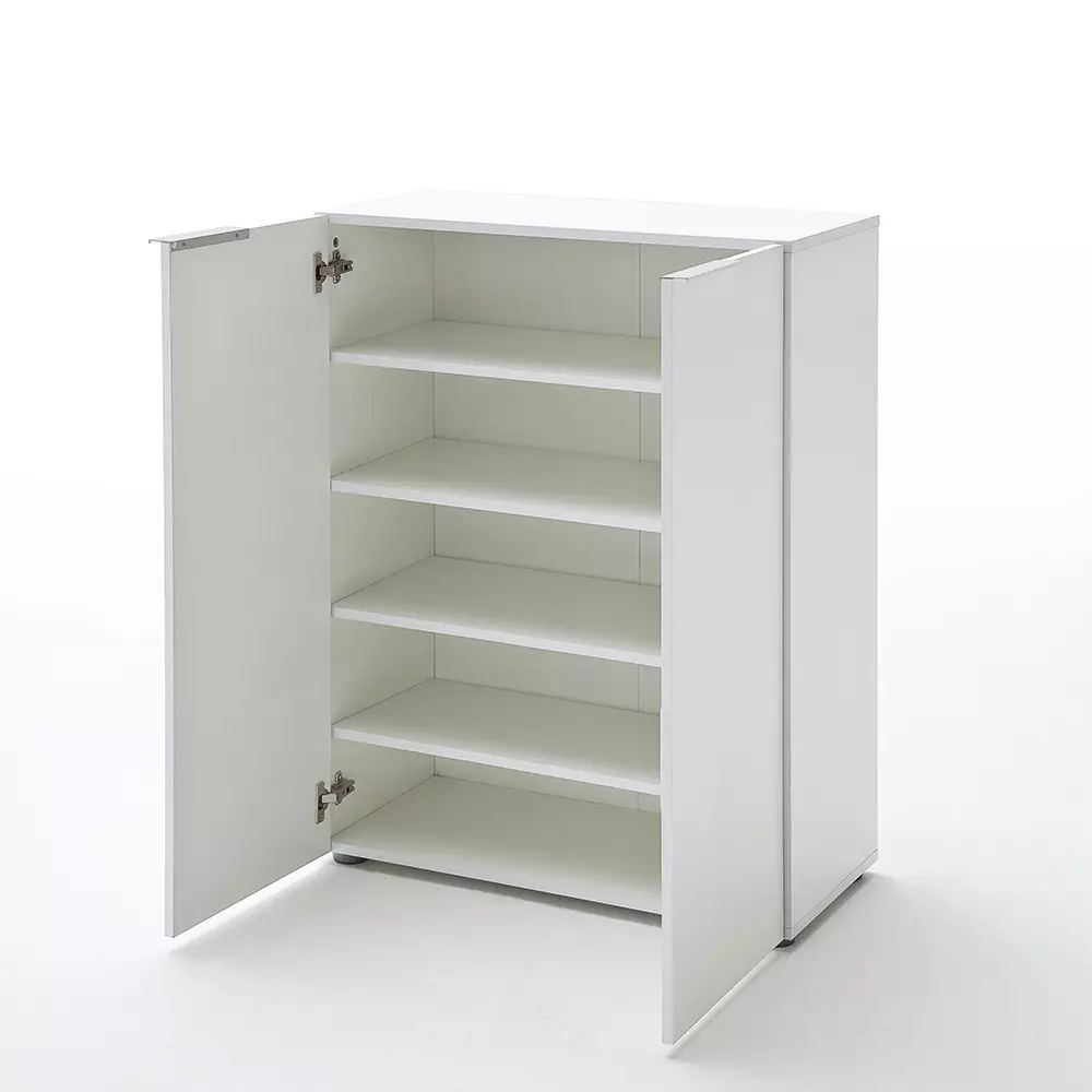Lomadox Kommode Schuhschrank 2-türig in weiß Hochglanz VITERBO-05, B/H/T ca. 80/101/39 cm 50% Rabatt mit kostenlosem Versand