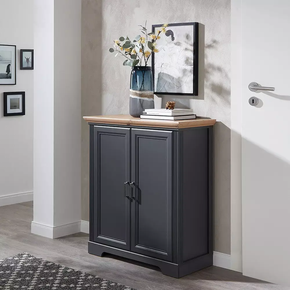 Lomadox Kommode Sideboard mit 2 Türen JÜLICH-36 in graphit mit Artisan Eiche Nb., B/H/T ca. 93/102/41 cm