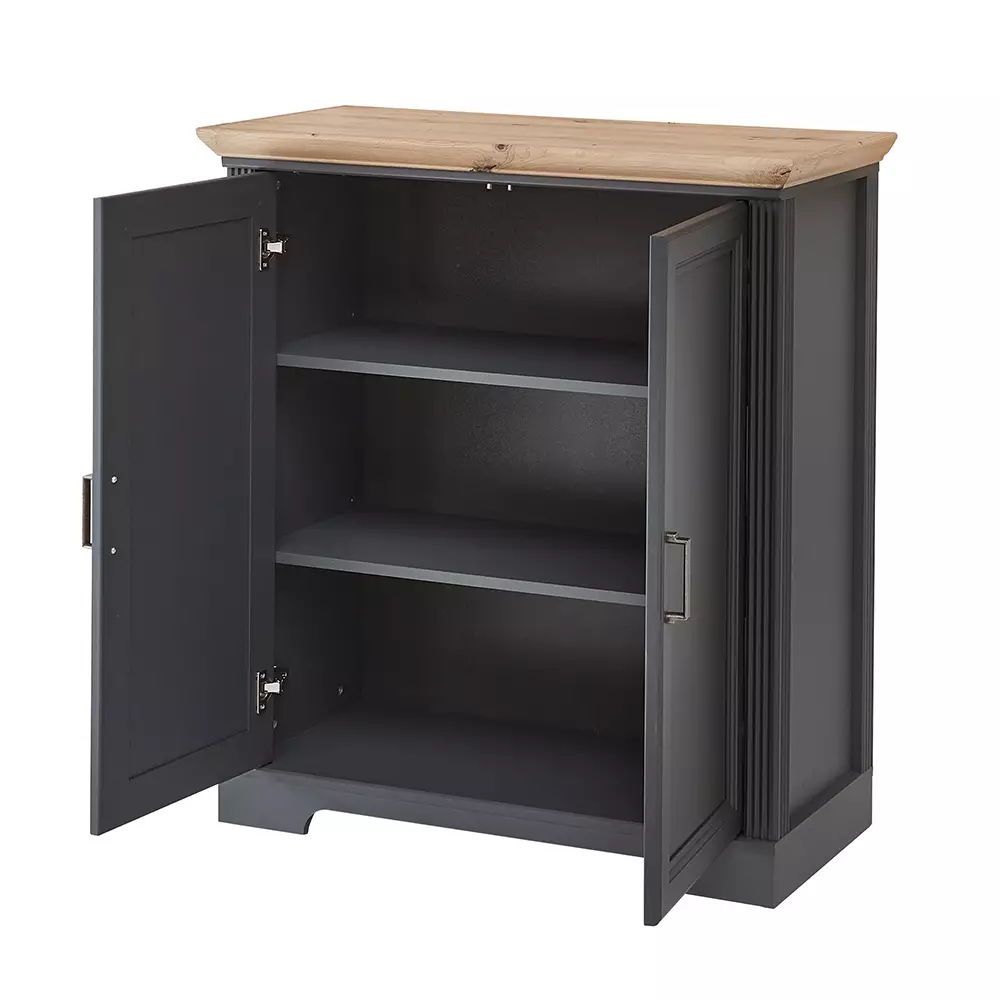 Lomadox Kommode Sideboard mit 2 Türen JÜLICH-36 in graphit mit Artisan Eiche Nb., B/H/T ca. 93/102/41 cm Begrenzt auf 3 Tage