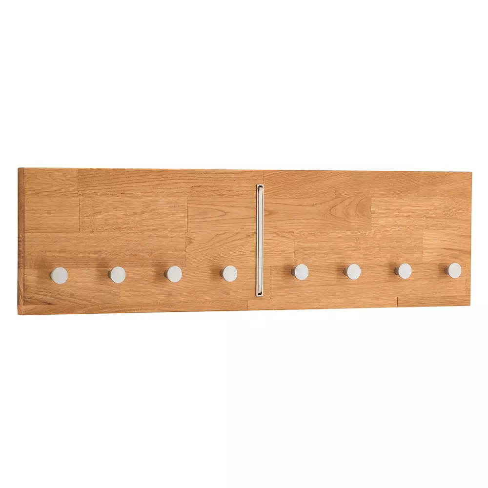 Lomadox Massivholz Garderobenpaneel 80 cm 1 Klapphaken Eiche massiv CUENCA-137