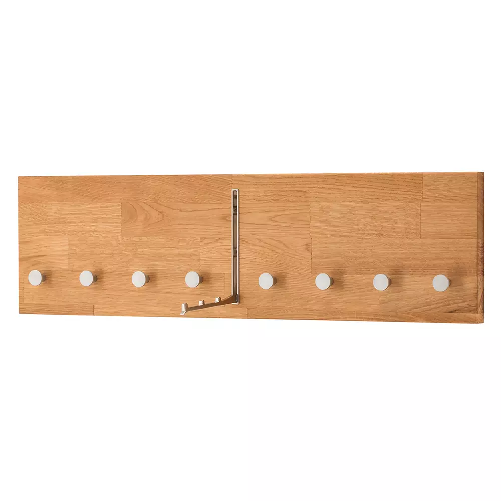 Lomadox Massivholz Garderobenpaneel 80 cm 1 Klapphaken Eiche massiv CUENCA-137 im Angebot