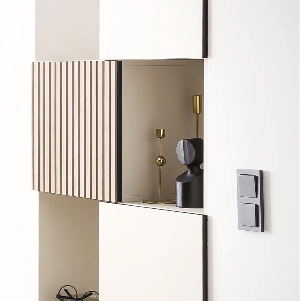 Lomadox Regalschrank modern in beige mit Eiche Natur ALTAMURA-80 Saisonschlussverkauf