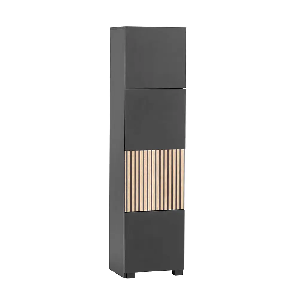 Lomadox Regalschrank modern in schwarz matt mit Eiche Natur ALTAMURA-80