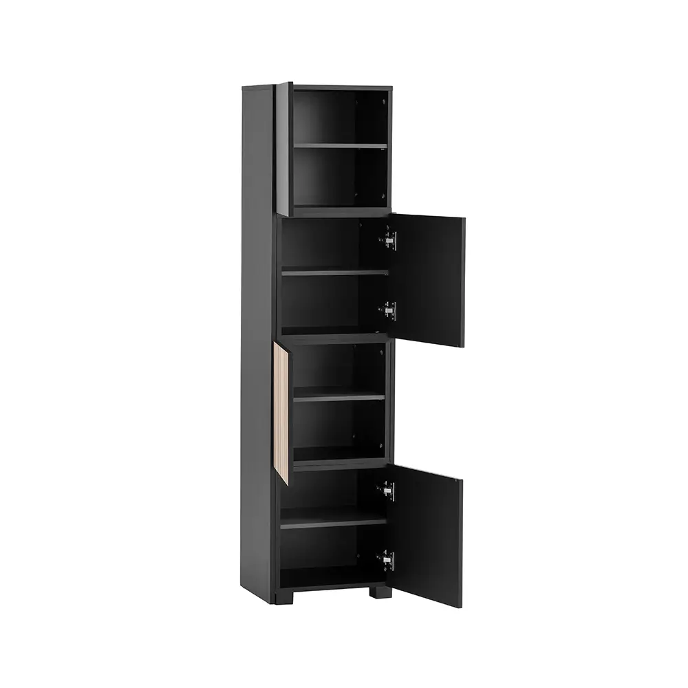Lomadox Regalschrank modern in schwarz matt mit Eiche Natur ALTAMURA-80 Cyber Monday