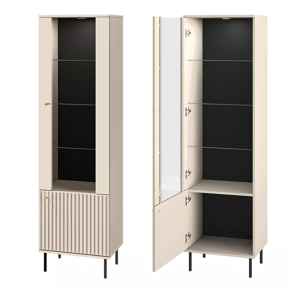 Lomadox Anbauwand in kaschmir matt SALOU-131 modern 4-teilig mit gerillter Optik Top Angebot