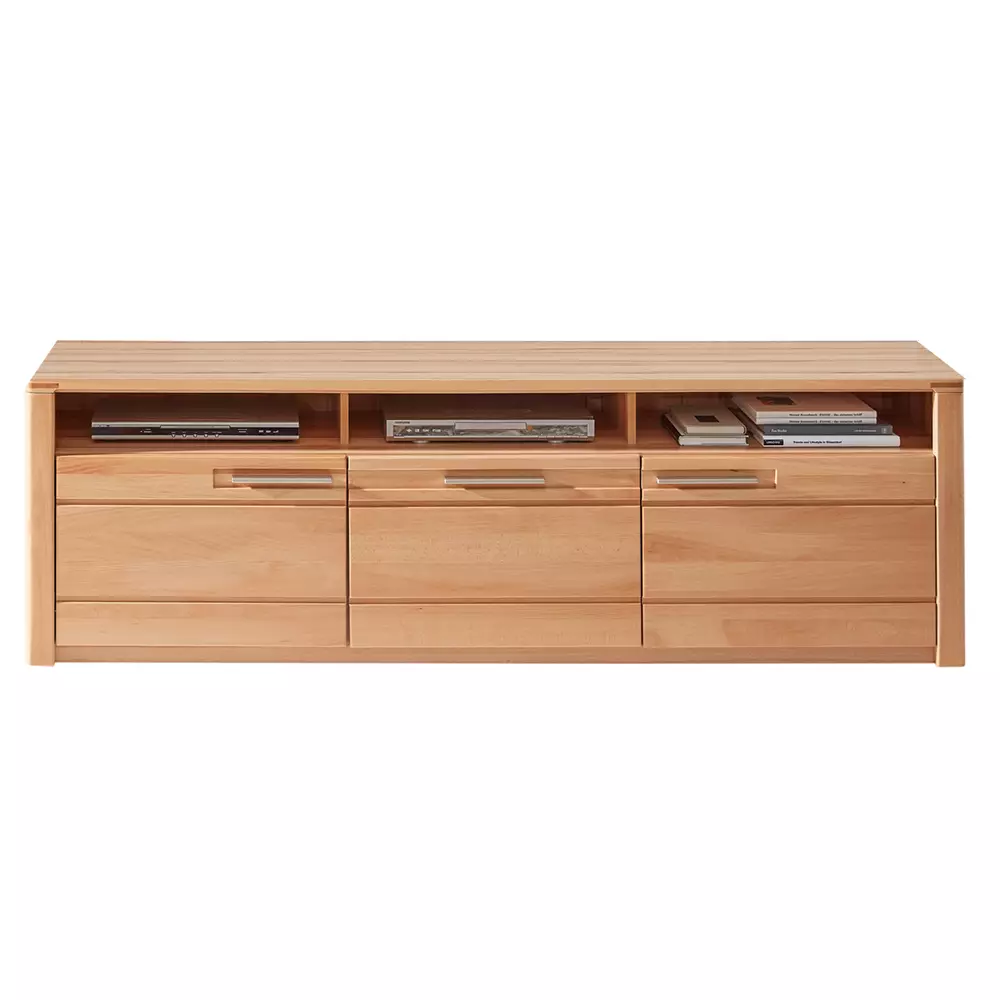Lomadox Anbauwand Wohnwand inkl. Beleuchtung, Front Kernbuche massiv NEWTON-36 Kauf eins, bekomm eins gratis