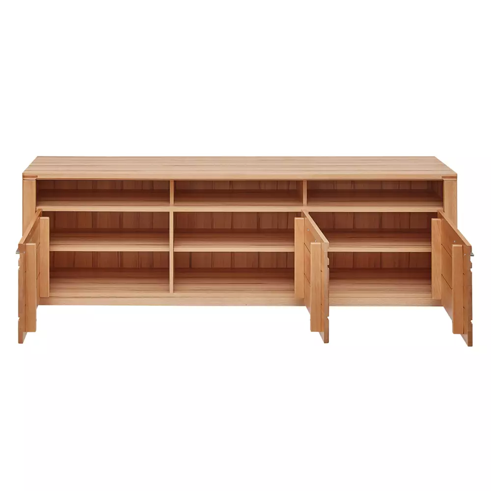 Lomadox Anbauwand Wohnwand inkl. Beleuchtung, Front Kernbuche massiv NEWTON-36 Kauf eins, bekomm eins gratis