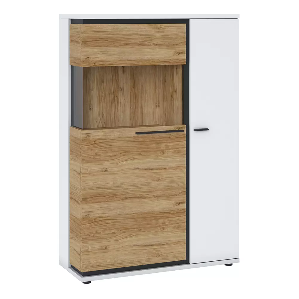 Lomadox Anbauwand Wohnwand modern SANDVIKA-129 in weiß mit Eiche Nb., B/H/T ca. 266/200/40 cm Tägliche Deals