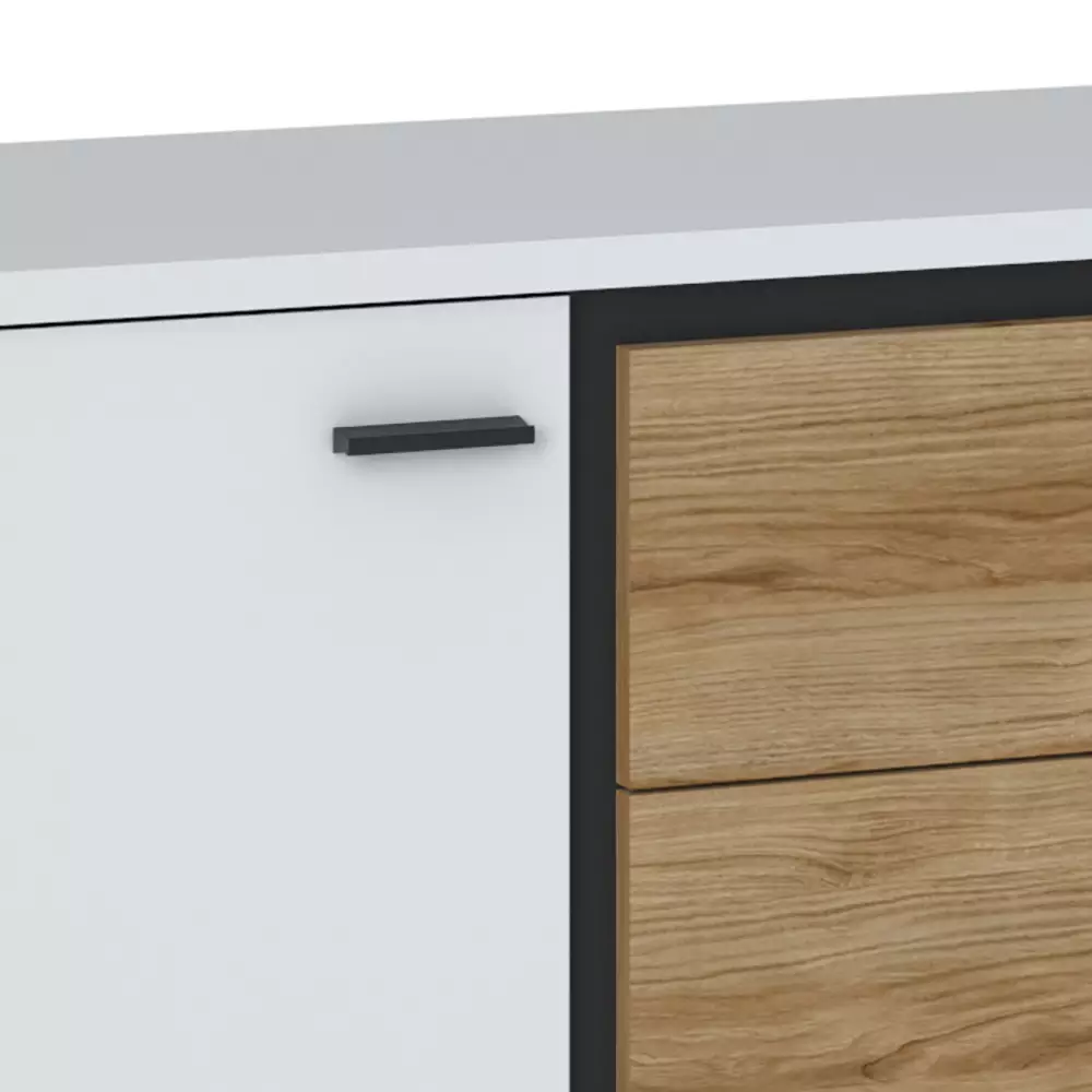 Lomadox Anbauwand Wohnwand modern SANDVIKA-129 in weiß mit Eiche Nb., B/H/T ca. 266/200/40 cm Tägliche Deals