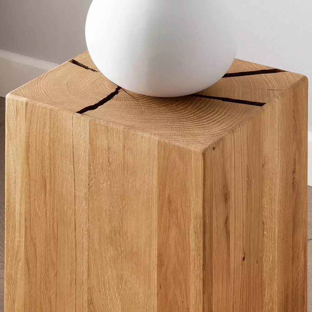 Lomadox Beistelltisch B/H/T ca. 30/46/30 cm modern in Eiche massiv geölt mit Hirnholz KIMBERLEY-69 VIP-Rabatte