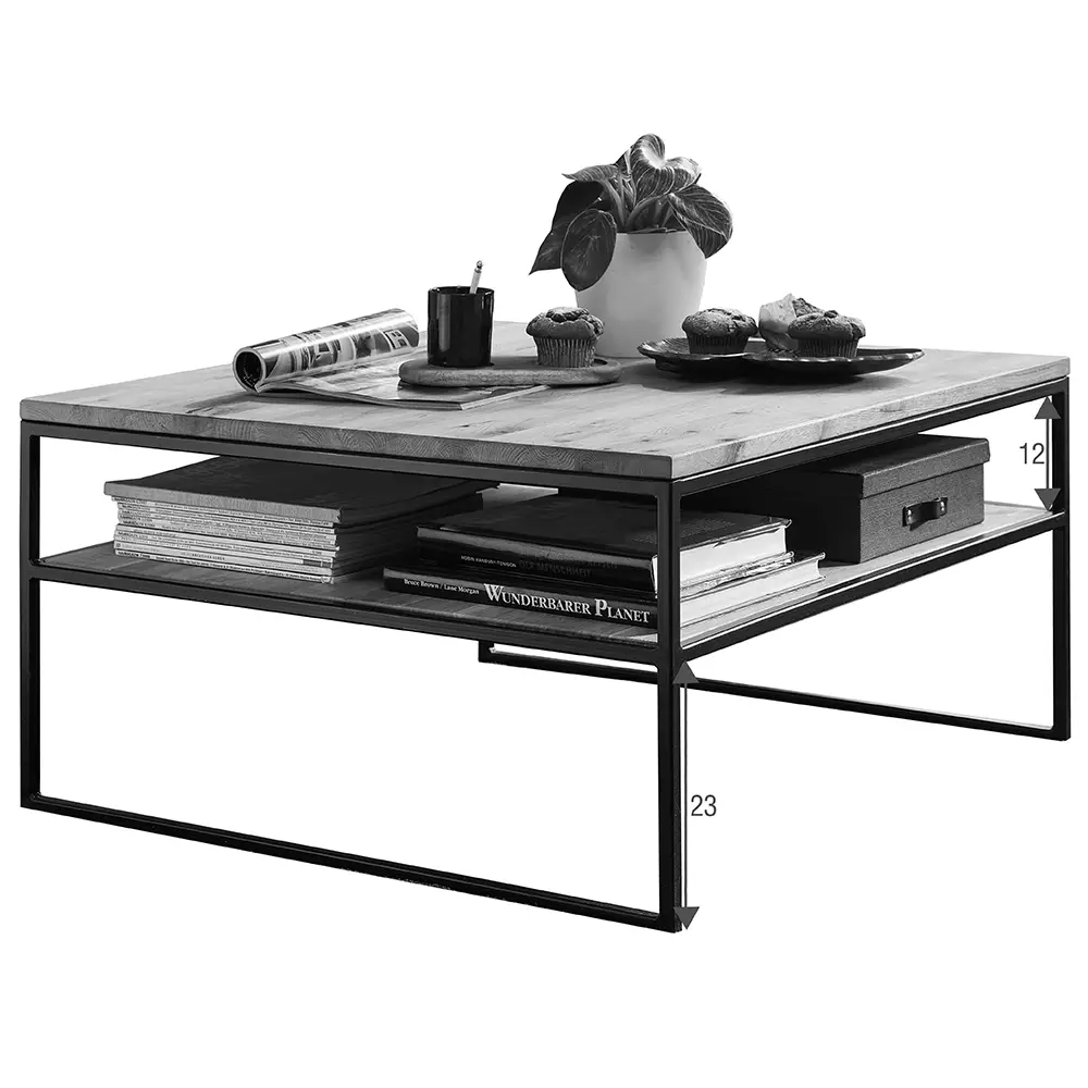 Lomadox Beistelltisch Couchtisch 75 cm in Wildeiche massiv geölt WELLINGTON-69, B/H/T ca. 75/40/75 cm Kostenlose Rückgabe