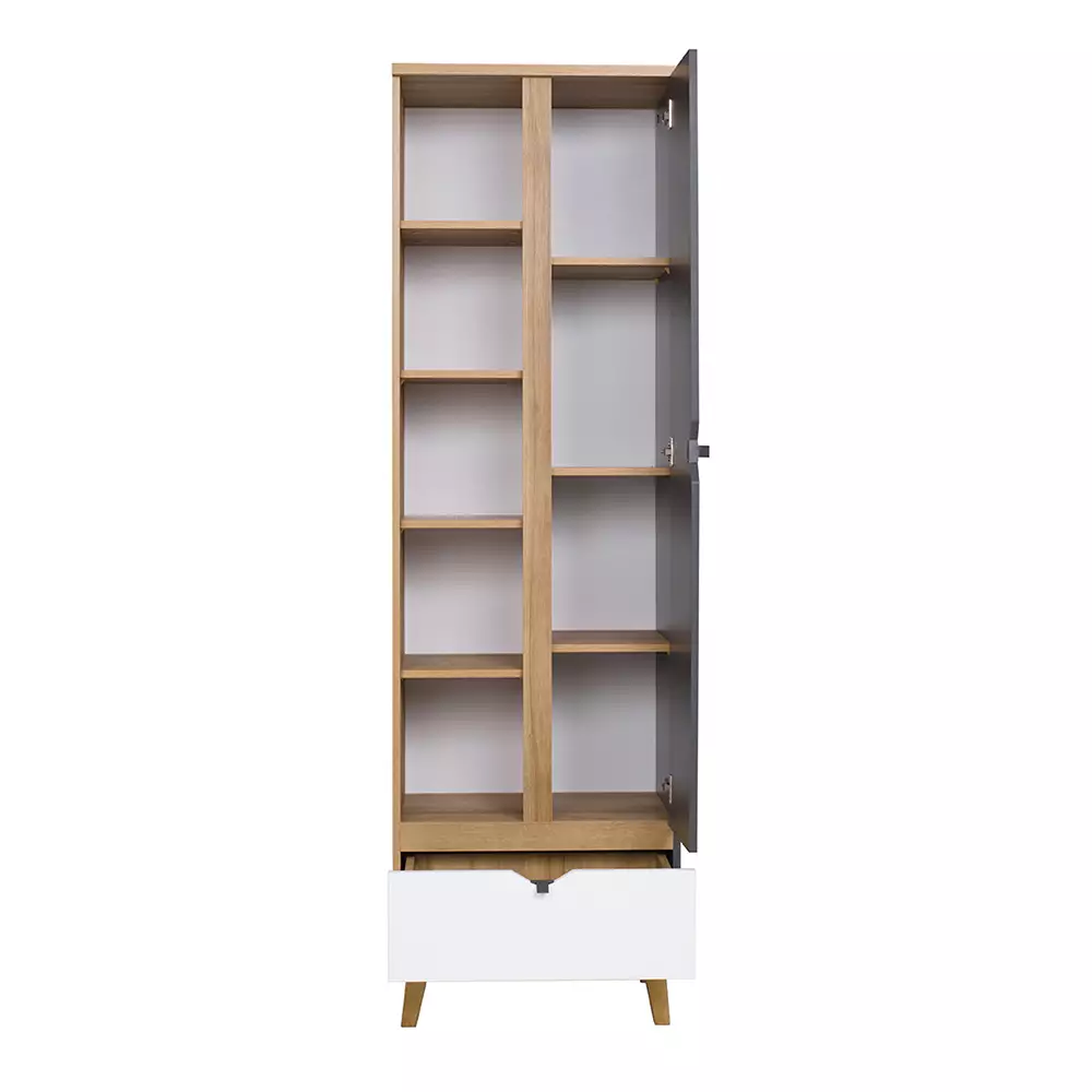 Lomadox Bücherregal 200cm hoch MARIBOR-132 Eiche mit graphit und weiß Letzte 3 Tage