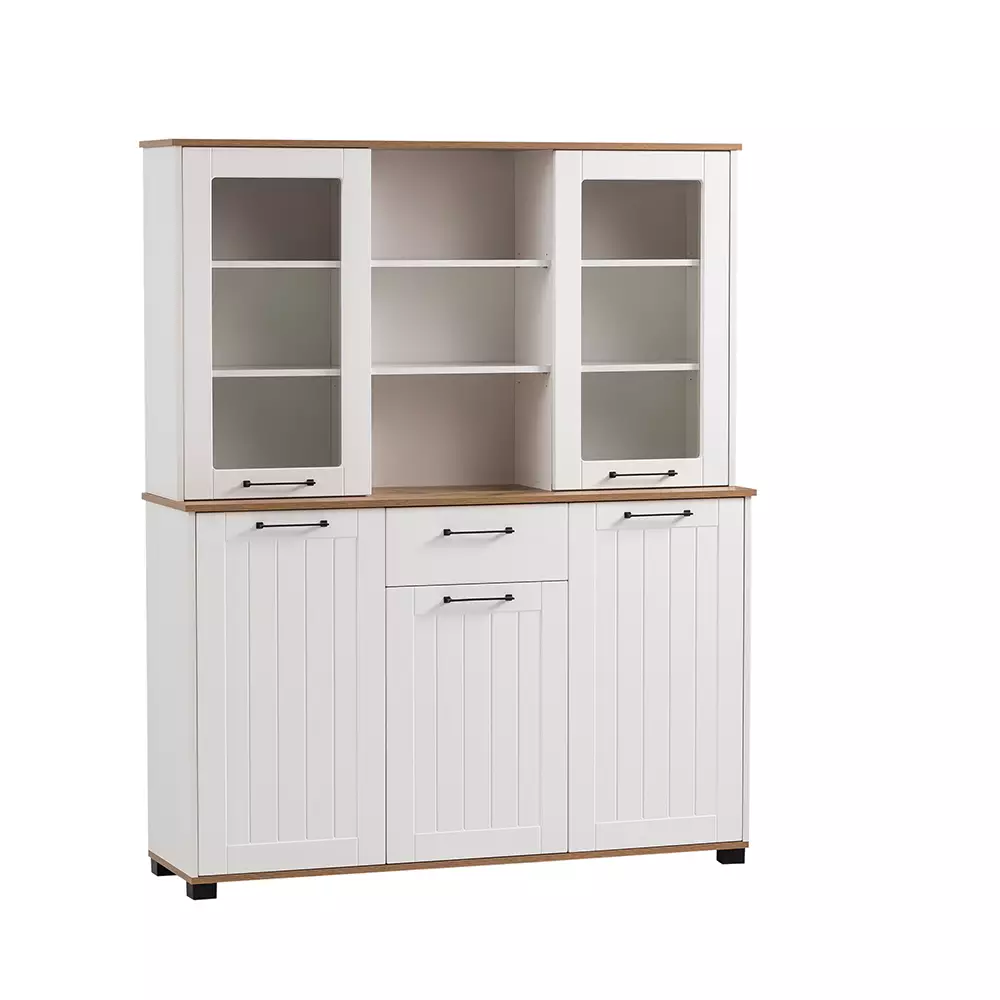 Lomadox Buffetschrank im Landhaus Stil, matt weiß mit Eiche, JAUSA-80