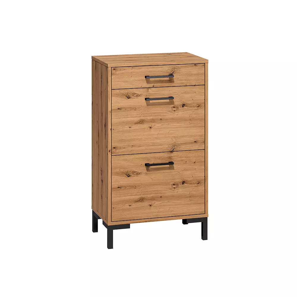 Lomadox Schuhschrank mit 2 Klappen, Artisan Eiche Nb., NASSAU-131, B/H/T ca. 55/94/34 cm