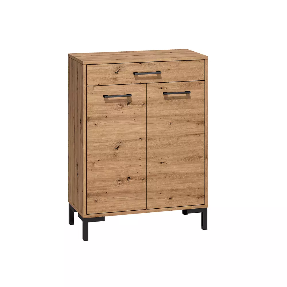 Lomadox Schuhschrank mit 2 Türen, Artisan Eiche Nb., NASSAU-131, B/H/T ca. 70/94/34 cm