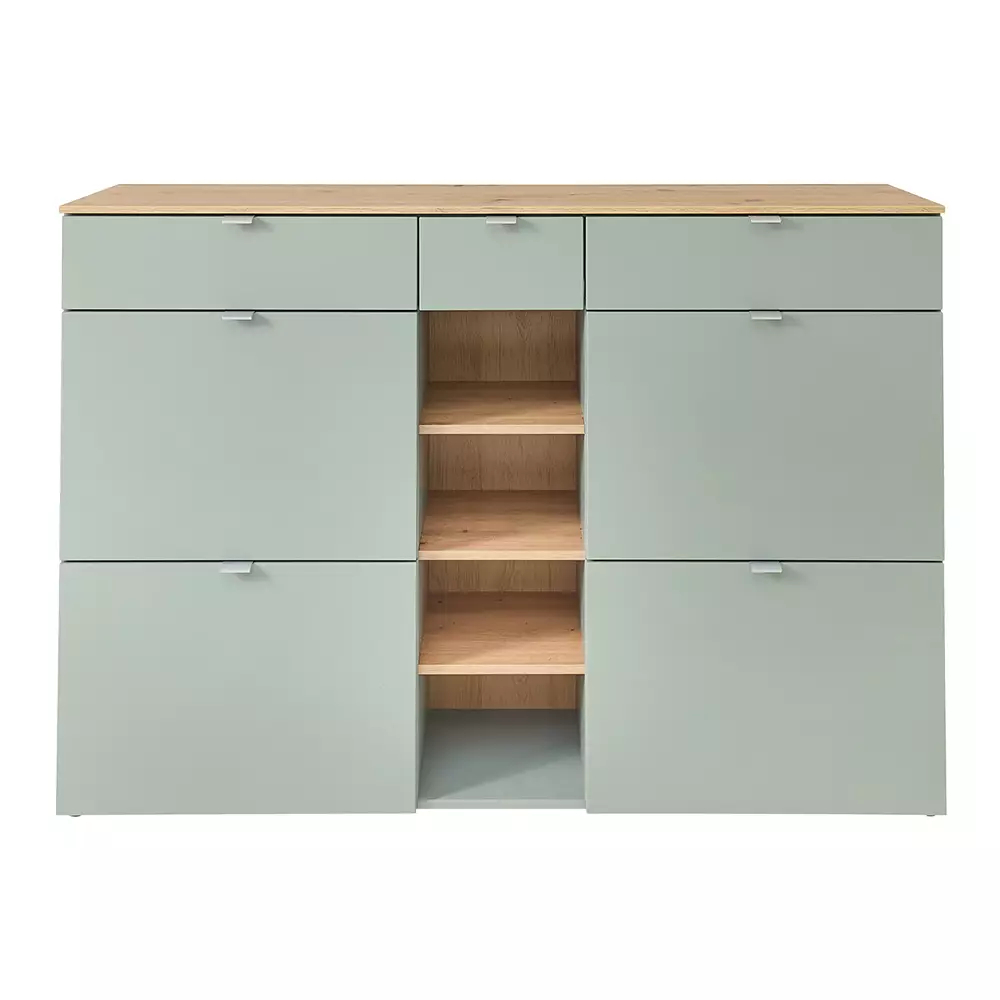 Lomadox Schuhschrank mit 4 Klappen grün matt BLISS-36 50% Rabatt mit kostenlosem Versand