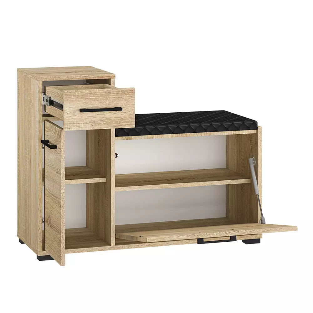 Lomadox Schuhschrank mit Bank Eiche hell CHEB-131 Kostenloser Versand international