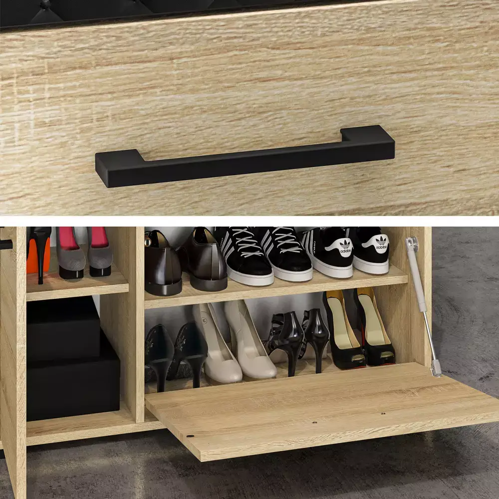Lomadox Schuhschrank mit Bank Eiche hell CHEB-131 Kostenloser Versand international