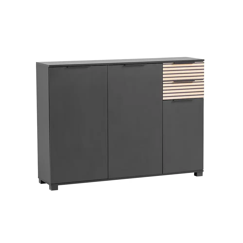 Lomadox Schuhschrank modern in schwarz matt mit Eiche Natur ALTAMURA-80