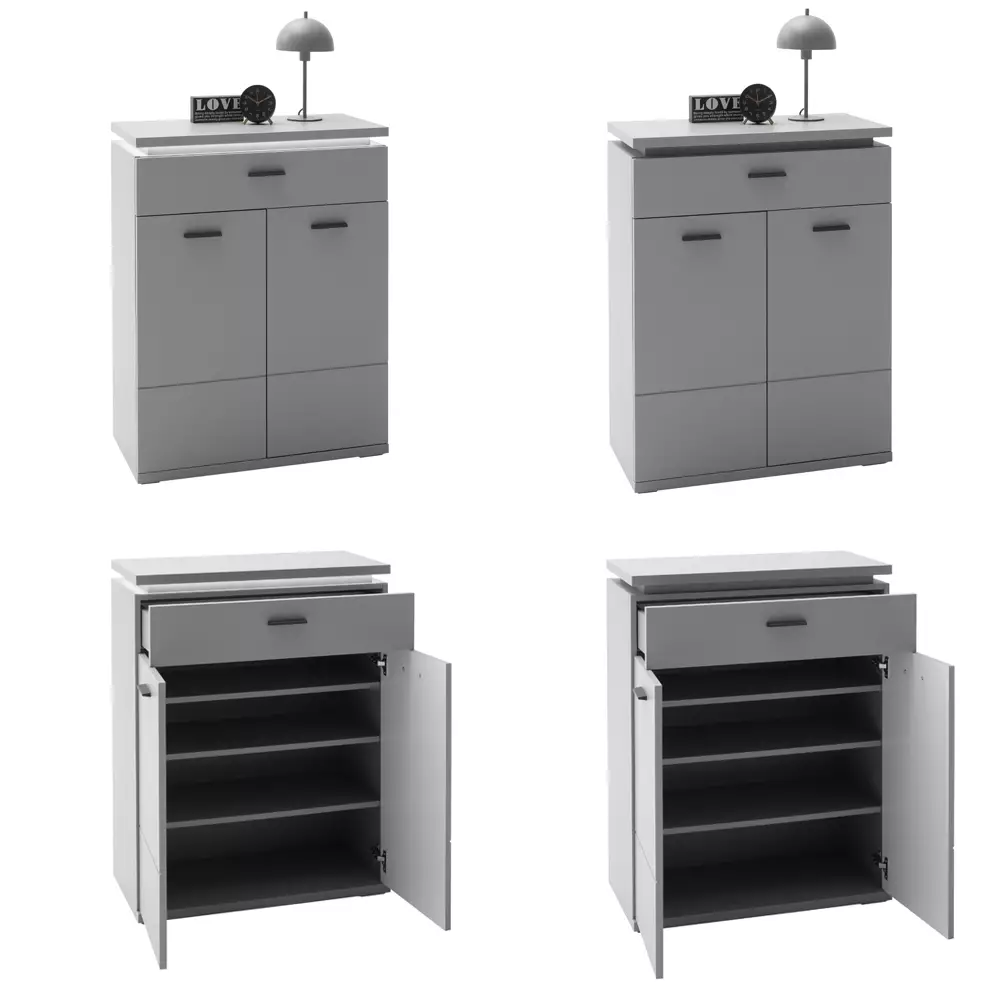 Lomadox Schuhschrank, grau, ALBUFEIRA-05, B/H/T ca. 76/98/38 cm zollfrei