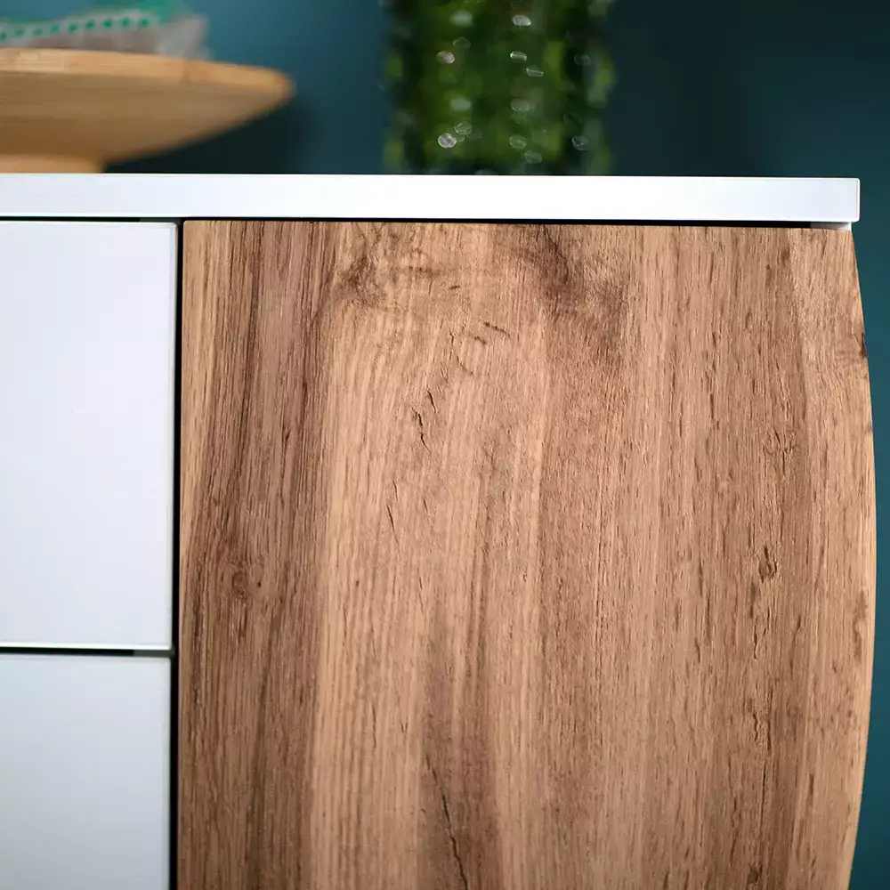 Lomadox Schuhschrank, weiß Hochglanz mit Eiche, GUARDA-05 50% Rabatt für begrenzte Zeit