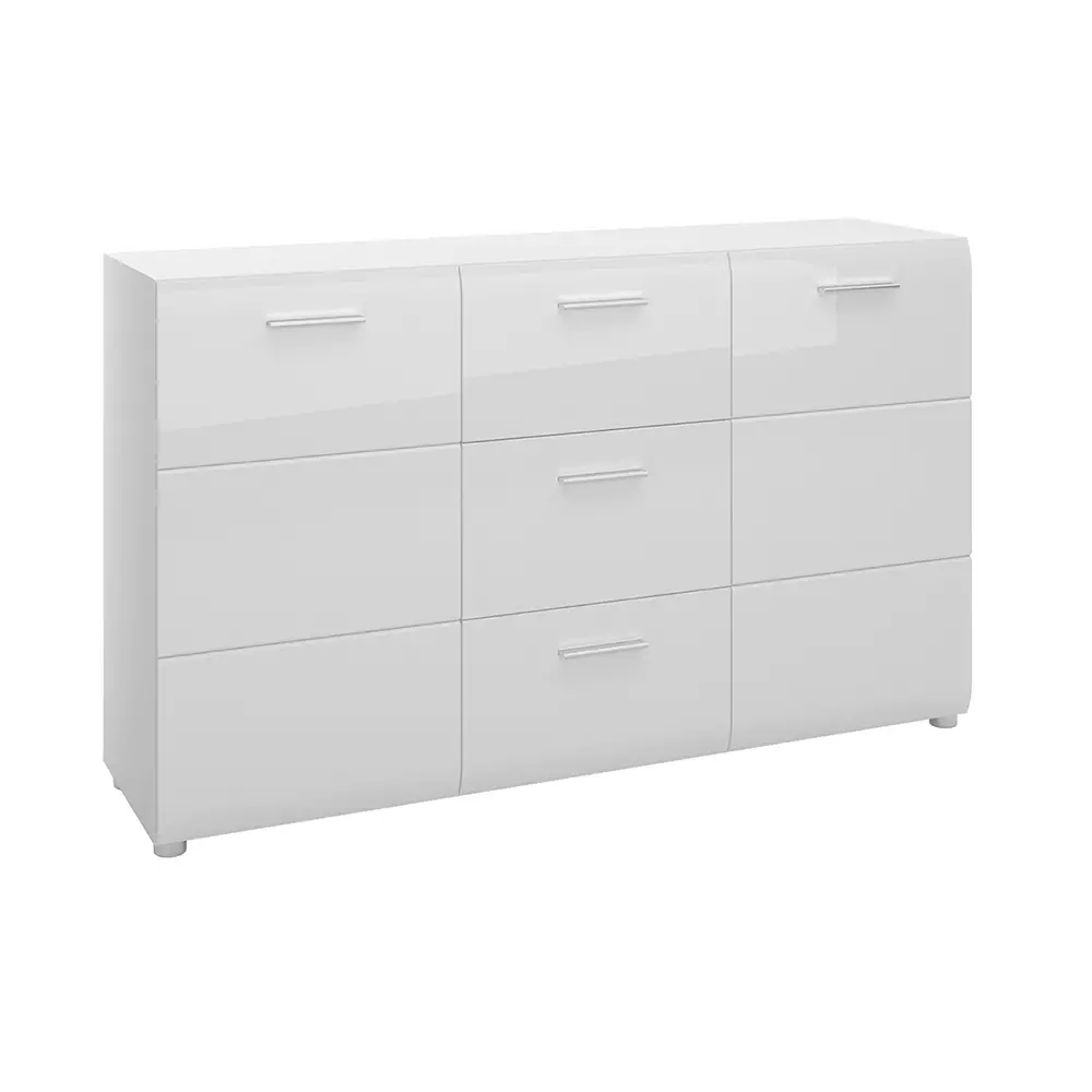 Lomadox Sideboard 144 cm breit weiß Hochglanz MALABO-129