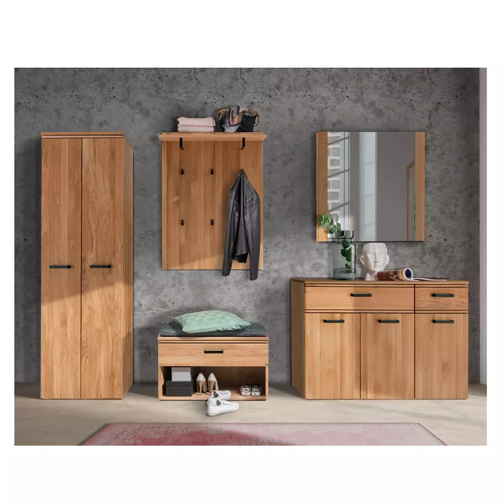 Lomadox Sideboard Eiche massiv geölt LEUNA-64 mit Metallgriffen in schwarz, B/H/T: ca. 120/89/39 cm 2025