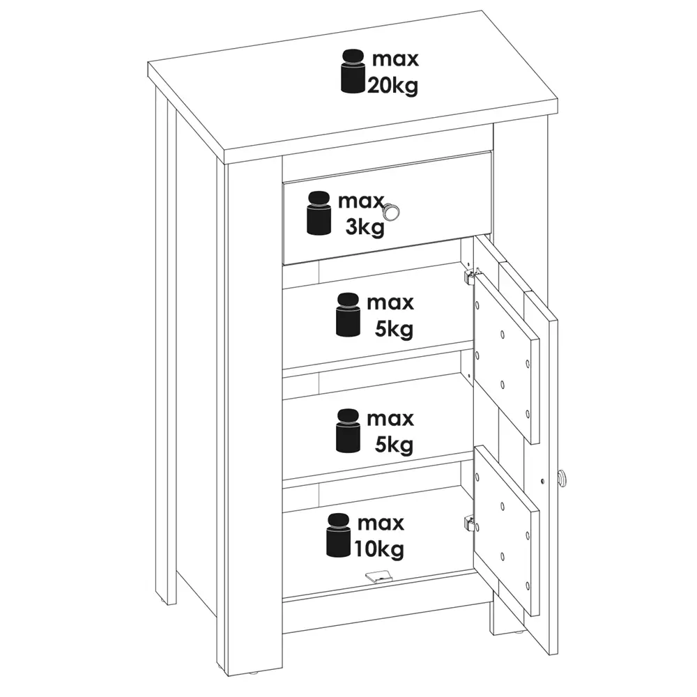 Lomadox Sideboard Kommode Landhausstil Lärche weiß mit Eiche COSLADA-129 Verkauf